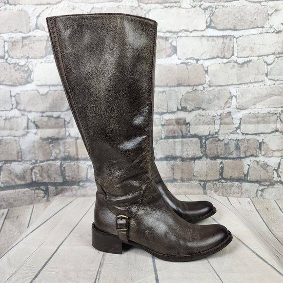 Vintage Tall Fashion Riding Boots Dark Taupe Brown Size 38=7.5 Prep Preppy - Picture 4 of 16
